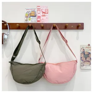 Japanese style nylon crescent shoulder bag versatile crossbody dumpling bag for women