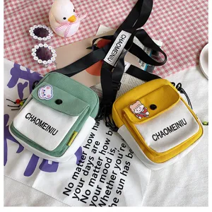Piccola borsa a tracolla in tela da donna stile coreano borsa casual alla moda chic.