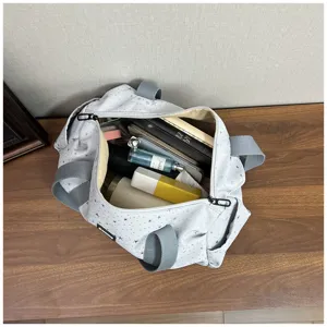 Sac de voyage gris decontracte avec imprime etoiles grande capacite sac a main pour femmes.
