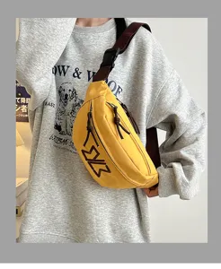 Modische gelbe Gürteltasche Brusttasche lässige Umhängetasche für Alltag und Sport.