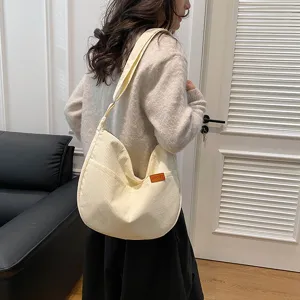 Casual corduroy shoulder bag for women, large capacity stylish casual everyday tote bag