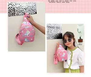 Graziosa borsa a tracolla con unicorno per bambini, elegante marsupio per ragazze e bambini.