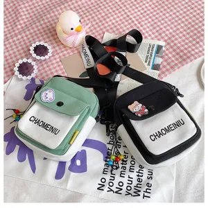 Borsa a tracolla in tela carina da donna stile coreano retrò borsa a spalla con perline