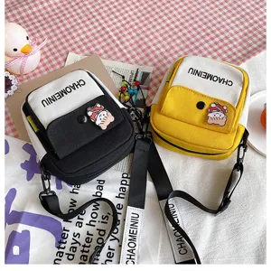 Borsa a tracolla in tela carina per donna, borsa a spalla in stile coreano con simpatico orsetto.