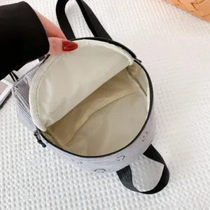 Süßer grauer Cord Mini Rucksack für Damen, lässige kleine Umhängetasche mit Reißverschluss.