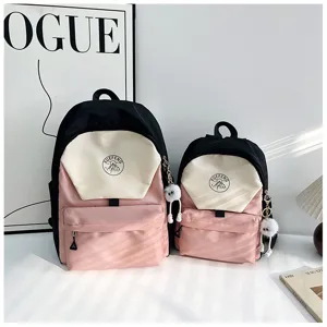 Japanese style colorblock school backpack set for students, stylish and cute casual daypack.