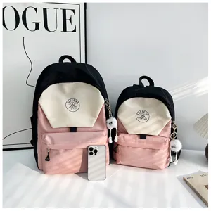 Japanese style color block student backpack aesthetic school book bag for teenagers daily use
