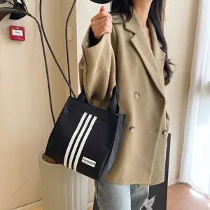 Bolso de Mano de Nylon para Mujer Casual Deportivo Tote Bolso Negro Diario Viaje Almuerzo Bolsa de Almacenamiento