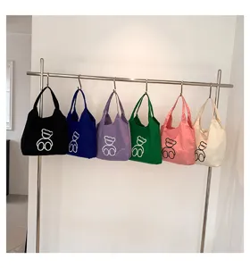 Japanese style cute canvas tote bag student large capacity shoulder handbag for daily use