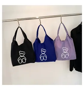 Japanese cute canvas tote bag for women student large capacity shoulder handbags