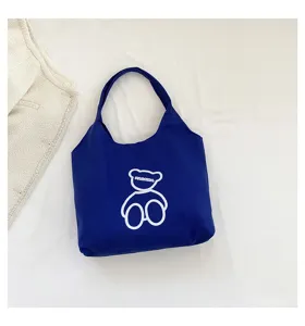 Japanese cute canvas tote bag for women, large capacity shoulder handbag casual daily use