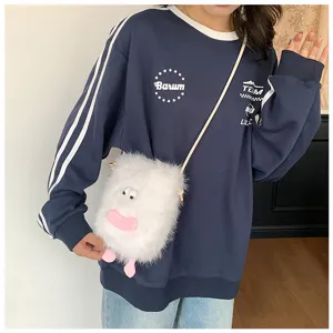 Cute plush phone bag for women winter fluffy cross-body shoulder bag cute sausage lips