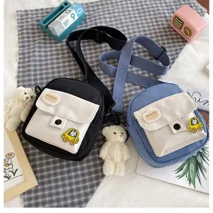 Korean style ins harajuku canvas crossbody bag cute student phone shoulder bag for women