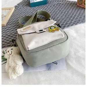 Japanese Harajuku style canvas crossbody bag for women cute student shoulder bag with plush bear