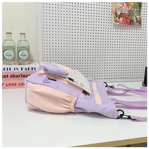 Sac à bandoulière multi-usages étudiant color-block japonais, grand sac à dos de transport.
