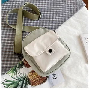 Korean style canvas crossbody bag casual small shoulder bag for women cute student phone bag