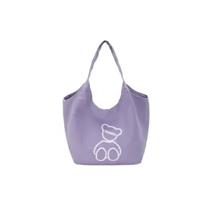 Japanese style cute canvas tote bag for women, large capacity shoulder handbag for daily use.