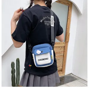 Borsa a tracolla casual in tela da donna, piccola borsa a spalla bicolore alla moda.