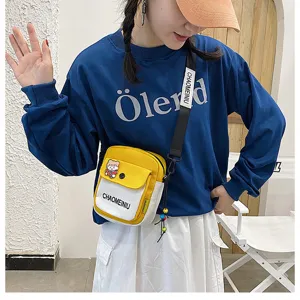 Borsa a tracolla in tela da donna, piccola borsa casual elegante con simpatico stemma orsetto.