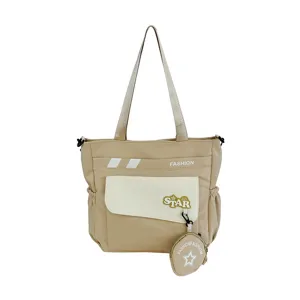 Sac cabas en toile bicolore de grande capacité pour le travail quotidien et les études.
