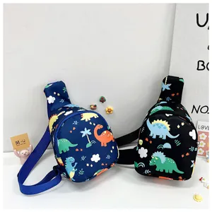 Borsa a tracolla per bambini con stampa di dinosauri, zainetto petto casual e carino.