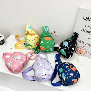 Borsa da petto per bambini con stampa dinosauro unicorno, borsa a tracolla alla moda per bambini.