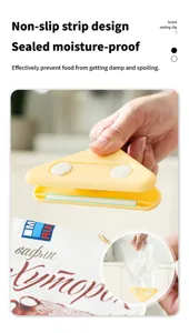 Clip de scellage triangulaire pour snacks et conservation des aliments, anti-humidite.