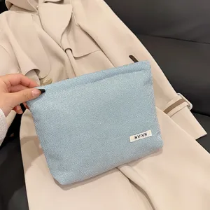Blauwe glinsterende cosmetische etui stijlvolle clutch grote capaciteit opbergtas
