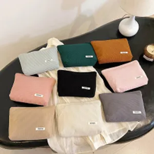 Kleurrijke corduroy make-up tas grote capaciteit reizen cosmetische etui stijlvol chic