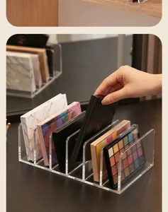Clear acrylic makeup palette organizer stand vertical storage box for eyeshadow cosmetics