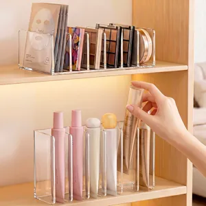 Transparent Acrylic Cosmetic Storage Box Multi-Grid Desktop Makeup Organizer For Eyeshadow Palette Skincare Home Use