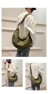 Casual nylon crossbody dumpling bag, large capacity Japanese style shoulder bag for daily use.