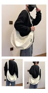 Casual nylon crescent shoulder bag, large capacity minimalist crossbody dumpling bag for daily use.