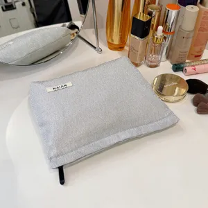 Zilver glitter cosmetische tas draagbare rits make-up tas reis make-up organizer
