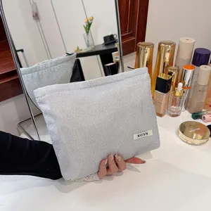 Zilveren glinsterende cosmetische tas, grote capaciteit make-up opbergtas en clutch.