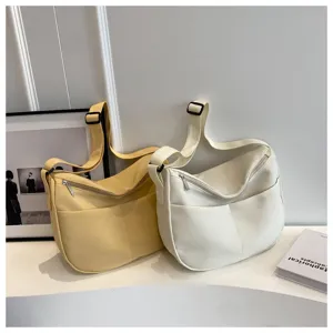 Sac bandoulière fourre-tout en toile unie pour femme, grande capacité cabas décontracté.