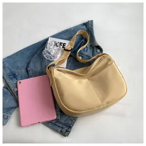 Femme grande capacité couleur unie tissu doux toile épaule bandoulière sac fourre-tout