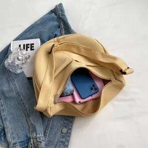Sac à bandoulière en toile de couleur unie décontracté grande capacité fourre-tout souple