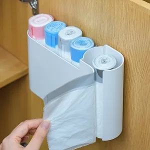 Boîte de Rangement Murale en Plastique pour Sacs Poubelle Distributeur Organisateur Support Mural pour la Maison