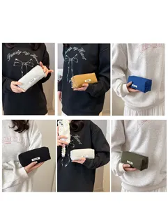 Canvas pencil case student stationery storage bag large capacity minimalist pouch