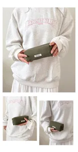 Green canvas pencil pouch simple stationery storage bag multi-functional makeup pouch case
