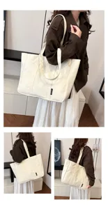 Large capacity canvas tote bag casual shoulder bag for women daily practical commuter use