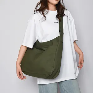 Large capacity casual canvas crossbody shoulder bag for women daily commute college class
