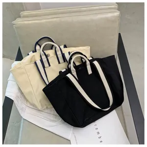 Canvas Tote Bag Large Capacity Casual Women Handbag Work Commuter Shoulder Bag