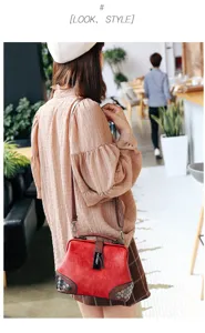 Stylish women red shoulder crossbody bag with metal lock and rivet details for daily wear.
