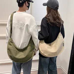 Casual Large Capacity Oxford Cloth Canvas Crossbody Bag Dumpling Bag Vintage Solid Color Shoulder Bag For Women