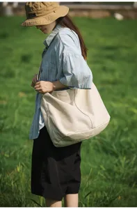 Grosse Kapazitaet Leinen Umhaengetasche fuer Damen, taegliche Freizeit Shopper Tasche.