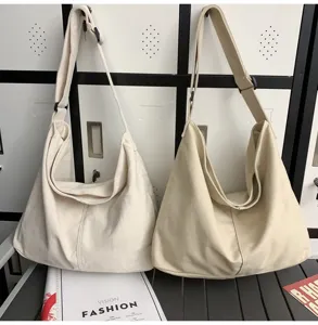 Modische Canvas Schultertasche mit grosser Kapazitaet laessige Umhaengetasche Damen