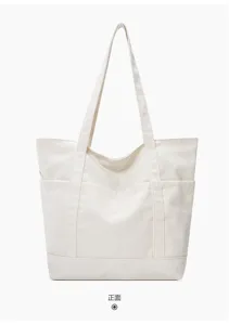 Sac cabas en toile de grande capacité pour femme, sac à bandoulière décontracté.