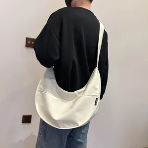 Casual solid color canvas dumpling shoulder bag large capacity crossbody bag for women